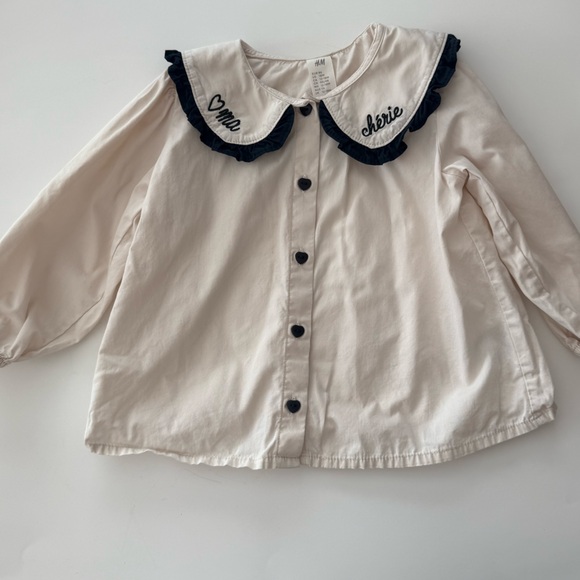 H&M Other - H&M 18M Cream Button-Up Shirt with Black Trim